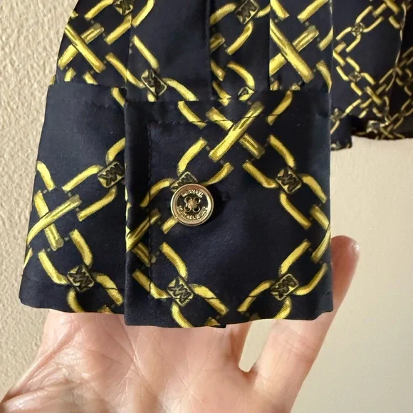 Michael Kors Black and Gold Chain Pattern Blouse - Picture 4 of 6